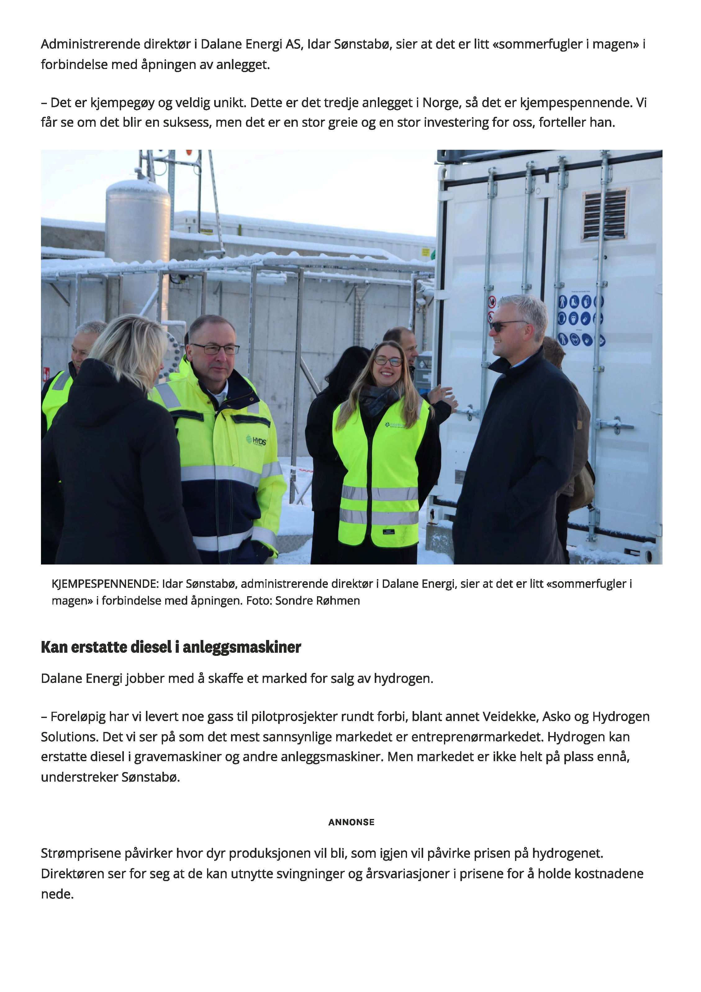 Næringsministeren åpnet Norges tredje hydrogenanlegg på Eigerøy